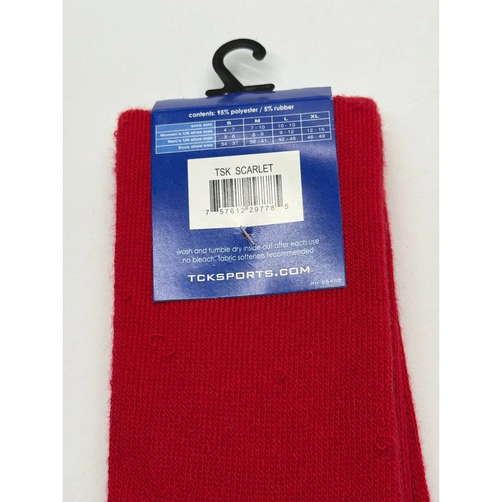 TCK Multisport Athletic Socks Red Over the Calf Football Soccer Baseball TSK L